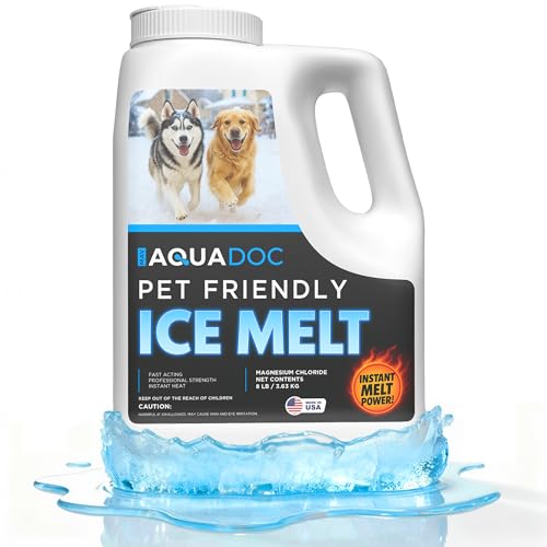 AquaDoc Pet Safe Ice Melt - 8lb - Magnesium Chloride Ice Melt for Concrete, Driveway & Sidewalk - Pet Friendly Snow Salt Alternative Effective at -15°F - Made in USA