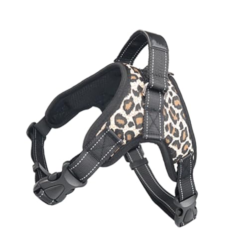 TOP-MAX Pettorina per cani, regolabile, traspirante, per cuccioli, per esterni, motivo leopardato, M