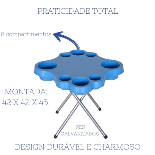 MESA PETISQUEIRA DESMONTÁVEL COM PÉS GALVANIZADOS AZUL