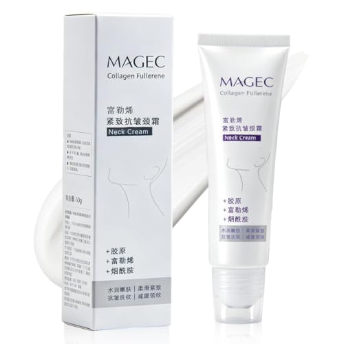 Magic Collagen Fullerene Neck Cream Niacinamide Firming Neck Cream with 5 Rollers Tighten and Lift for Crepey Skin Collagen Peptides Magec Cream for Double Chin and Wrinkles (1)