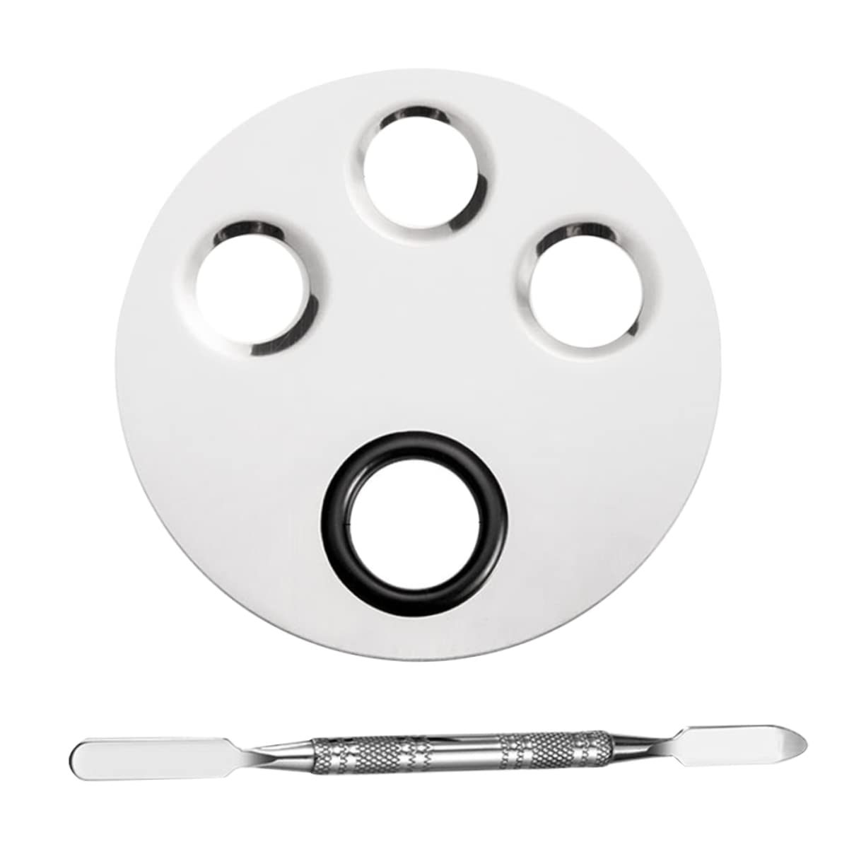 Beatifufu Makeup Liquid Foundation Palette Nail Art Stainless Steel Nail Art Kit with Round Holes Double Mixing Stick