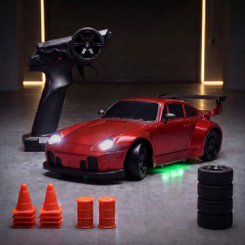Image of L.O.T TOYS Flare Rc Drifting Car | 20Kmph, 2.4Ghz | Rc Car 4x4, Remote Control Car, Drift Car, Birthday Gift, Boost Mode, Long Range Remote, Hard Plastic Top with LED Head Light (Burnout Red)