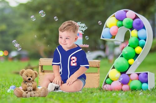 Mowbeat Toddler Baseball Jersey 2 Year Old Boy Birthday Shirt 2 Baseball Birthday Short Sleeve Button Shirts2