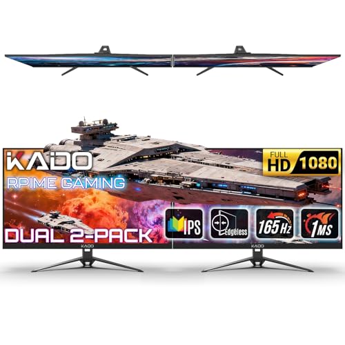 Image of Kado Dual Monitor 2-Pack 24 inch 1920x1080 165Hz Gaming 1ms Computer Monitor