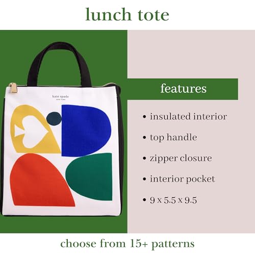 Image of kate spade new york Cute Lunch Bag for Women, Large Capacity Lunch Tote, Adult Lunch Box with Silver Thermal Insulated Interior Lining and Storage Pocket, Spade Colorblock