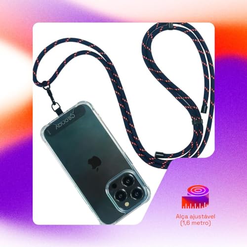 Geonav Cordão de pescoço universal para celular, encaixa em todas os modelos de capinhas, alça ajust