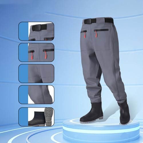 Waist Wader Pants for Men with Boots, Breathable Waterproof Fishing Waders with Pockets and Durable Stockingfoot2