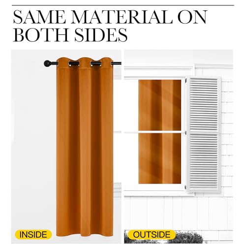 Image of NICETOWN Room Darkening Cafe Satin Curtains for Small Windows, 42 inch Wide by 84 inch Long, 2 Panels, Orange, Grommet Privacy Faux Silk Blackout Drapes for Bedroom