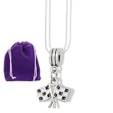 Racing Gifts for Men | Checkered Flag Necklace Stainless Steel Snake Chain Charm Pendant for Women or Men for Race Car Gifts Dirtbike Necklace or Motocross to use as your favorite Racing Stuff - HL
