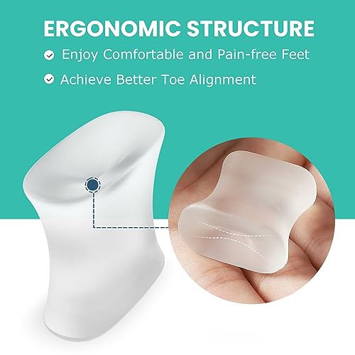 Image of Welnove Upgraded Gel Toe Separators - 12-Pack Aloe Vera Extract Infused Silicone Toe Spacers for Straightening Overlapping Toes, Bunions, Calluses - Bunion Corrector for Men and Women (X-Large Size)