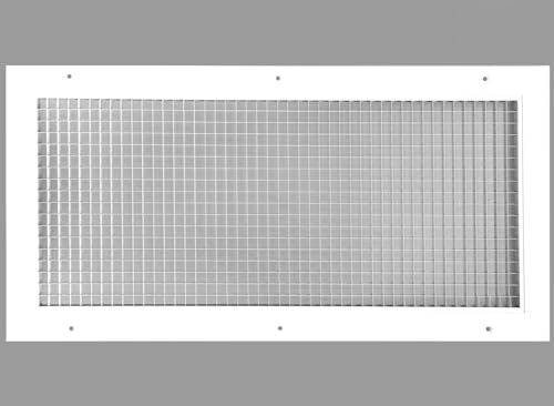 Image of 10 inch x 22 inch Cube Core Eggcrate Return Air Grille - Aluminum Rust Proof - HVAC Vent Duct Cover - White [Outer Dimensions: 12.75 inchw X 24.75 inchh]