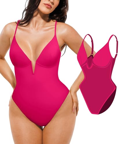 Image of Popilush One Piece Swimsuits for Women Tummy Control Deep V Neck Underwire Shapewear Swimsuit Summer Bathing Suits