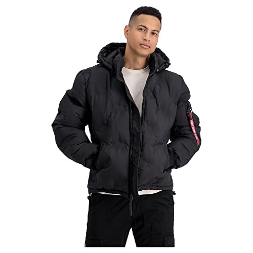 Alpha Industries Hooded Logo Puffer Winterjacke für Herren Black