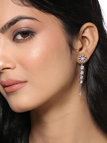 Crystal Danglers Earrings for Silver Long Chain Dangler
