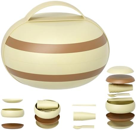 17 Piece Reusable Camping Utensils Set,Camping Mess Kit with Cups...