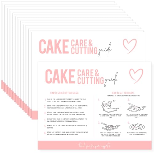 200 Count Cake Care Instruction Card How to Carry and