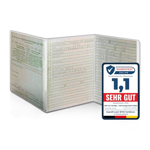 Fahrzeugschein Hülle für KFZ Schein Hülle Schutzhülle 3-teilig faltbar - Zulassungsschein Hülle Mappe Etui Schutzfolie aus PVC für Auto Motorrad Anhänger transparent, reißfest - L&P A250 1 Stück