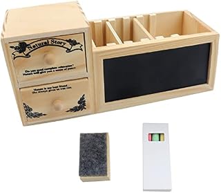 Roellgs Natural Wood Desktop Storage Box Wooden Box Container Pen Holder Office Stationery Desk, used for the storage of office supplies, coffee table and small items