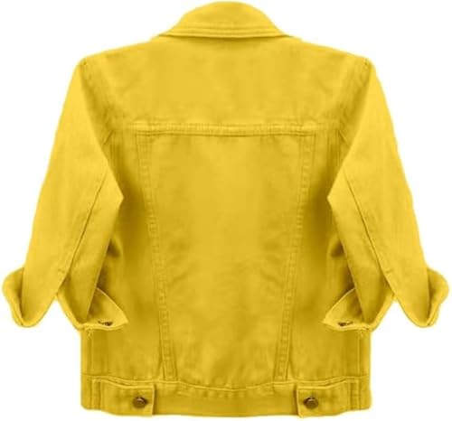 Women's Denim Jacket 2024 Fall Casual 3/4 Sleeve Denim Jacket Plus Size Basic Lapel Button Cropped Jacket3
