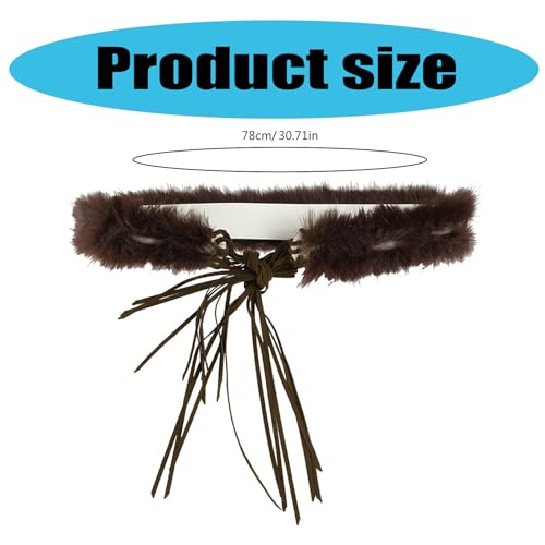 Women's Fashion Belt Hot Girls Waist Band Waist Chain Feature Strap Tied and Furry Detailing for Casual Party Wear, Brown, 78cm4