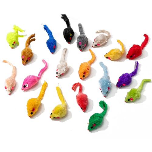 FAYAHAR 12 Pièces Jouet pour Chat, Souris Chat Jouets, Jouets à Fourrure Souris avec de l'herbe à Chats, Jouet Interactif, Peluches Colorées pour à Tous...