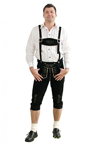 Herren Trachten Kniebundhose schwarz aus feinstem Rindsveloursleder Gr. 52