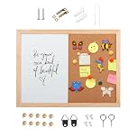 Corkboard & Whiteboard Set, Magnetic Bulletin Board with Solid Wood Frame, Mounting Hardware, Whiteboard Markers & Eraser, Vision Boards & Notice Boards in Offices, Classrooms, Homes (40 * 60cm)