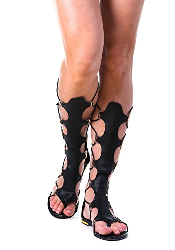 Yoki Women's Anya-50 Knee-High Gladiator Thong Sandals,Black,7 #TOP4