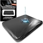 Black Vinyl Queen Waterproof Fitted Massage Bed Sheet with Side Pocket | Mattress Protector, Bed Cover for Nuru Massage - Oil, Water-Based, Silicone Safe | 152cm x 203cm +40cm Deep Pocket