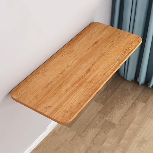 Mesa Plegable de Pared: Escritorio de Cocina abatible Que Ahorra Espacio, Banco de Trabajo de Madera con Soporte de Hierro, Mesa de Comedor compacta (leño, 50 cm de Largo) para Espacios pequ