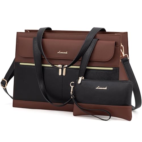 Image of LOVEVOOK Laptop Bag for Women, Black- Brown