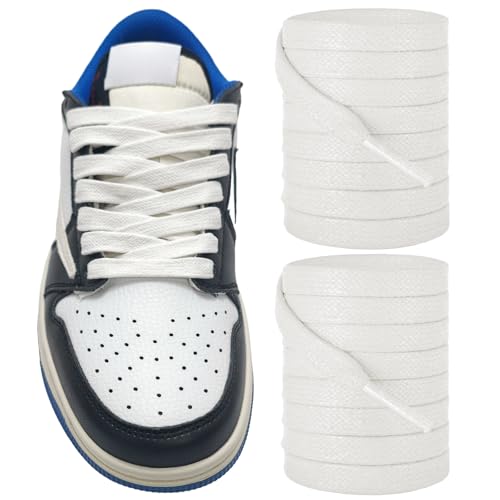 NDTEZUGT 8mm Waxed Shoelaces for Travis Scott Air Jordan 1 Black Phantom Sneakers Flat Durable Cotton Strings Replacement Laces for Reverse Swoosh Shoes (Cream 47/120cm)