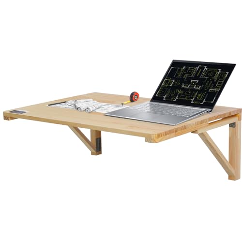 VEVOR Wall-Mounted Folding Table, 31.5 x 23.62 inch, Wooden Drop