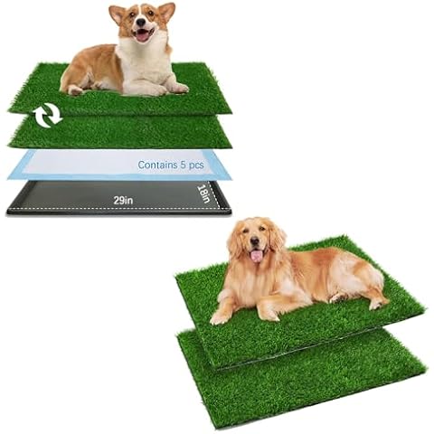 Dog Grass Pee Training Pads with Tray and 4 PCS Fake Grass Replacement Mats(29”x 18” ) Cover