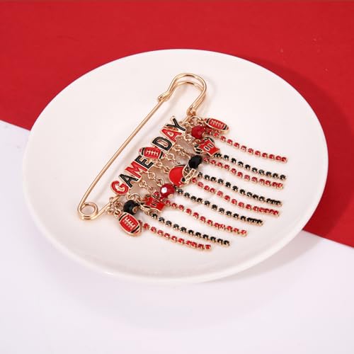 Image of Game Day Brooches for Women Football Brooch Pins Touch Down Brooches Red Black Blue White Team Spirit Accessories Game Day Outfits Football Jewelry Party Favor Gifts
