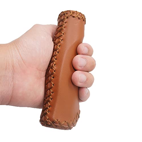 1 Pair Casual Retro Beach Cruiser Bike Handle Long/Short Grips Artificial Pu Leather Bike Handlebat Grips For Most Mtb Bmx Road Bicycle 22.2X135/93Mm (Brown) #TOP5