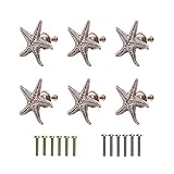 Xinally 6 Pieces Starfish Knobs Coastal Beach Ocean Theme Single Hole Pulls Handles for Cabinet...