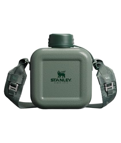 STANLEY Next x Nature Canteen 25 oz | Lightweight Stainless Steel Water Bottle with Adjustable Strap & Tethered Lid | BPA-Free | Hammertone Green