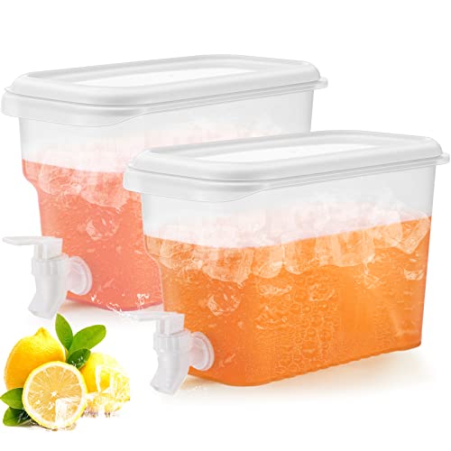 Hoolerry 2 Pack 0.8 Gallon Drink Dispenser for Fridge with Spigot Plastic Beverage Dispenser for Juice Lemonade Iced Tea Water Refrigerator Drink Container for Parties