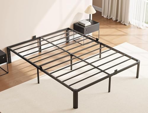 Image of Queen Metal Bed Frame 14 Inch, Heavy Duty Platform, No Box Spring Needed