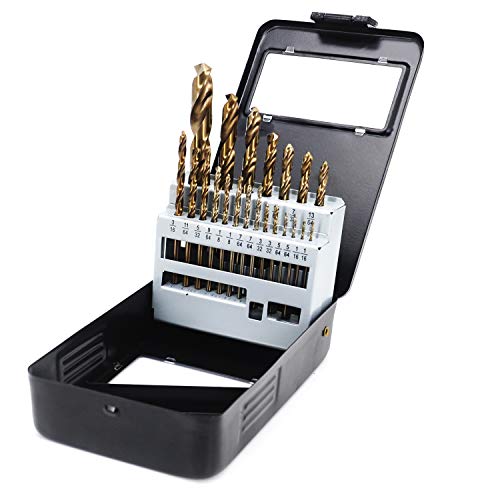Werktough Titanium Drill Bit Set - 21-Piece M35 Co 5% High Speed Steel Hss For Steel Alloy And Other Hard Metals Fully Ground With 135°Split Point Drill Bits In Deluxe Metal Box #TOP2