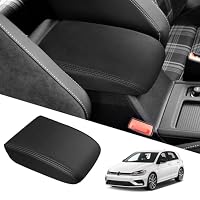 Mittelarmlehne Abdeckung Kompatibel mit VW Golf 7 MK7 2013-2020 Auto Mittelkonsole Pad Armlehnen Auflage Armlehne Schutz Armlehnenbezüge Leder Schutzhülle (Schwarze Linie)