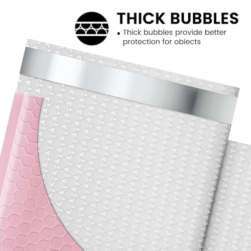 Image of Fuxury 500 Pack Light Pink Bubble Mailers 8.5x12 inch Medium Opaque Bubble Envelopes Strong Adhesion Bubble Mailer Thick Padded Envelopes Mailers for Small Business Mailing Books Clothes Makeup Supplies