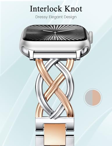 Image of TOYOUTHS Dressy Bracelet Compatible with Apple Watch Bands 38 /40 /41 /42 /44 /45 /46 /49mm Women, Celtic Stainless Steel Metal Fancy Nice Pretty Strap for iWatch Series 11 10 9 8 7 6 5 4 Ultra /SE 3 2 1