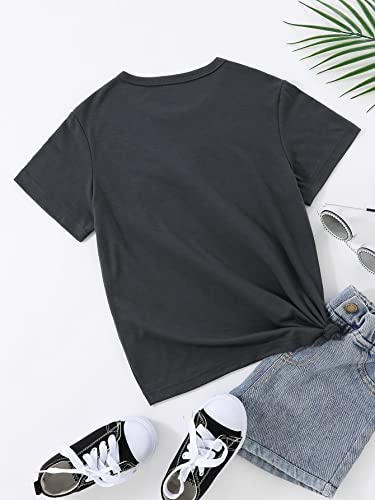 WDIRARA Girl's Car Letter Print Round Neck Short Sleeve T Shirt Tee Graphic Top2