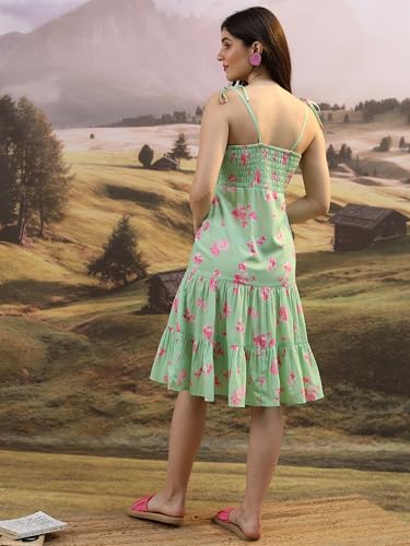 Image of Tokyo Talkies Women's Sleeveless Shoulder Strap Printed Dresses | Stylish| Casual
