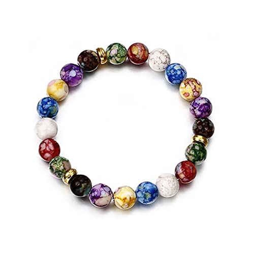 BBHKKL Bracelet chance unisexe lave naturelle pierre volcanique pierre naturelle perles en bois élastique bracelet oeil de tigre élastique yoga pierre précieuse, énergie de guérison (Couleur)