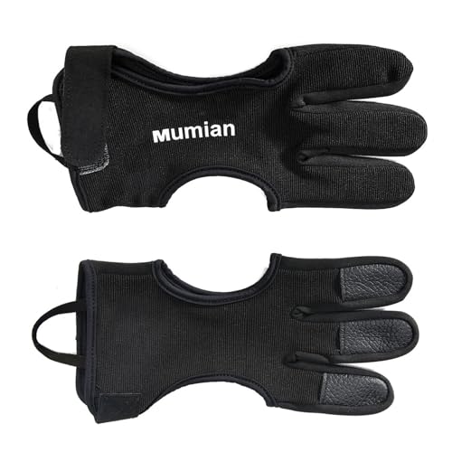 Guante juvenil de tiro con arco – 3 dedos con tiras de dedo | Protección transpirable para las yemas de los dedos | Protección portátil izquierda y derecha | Ideal para hombres, mujeres, principiantes