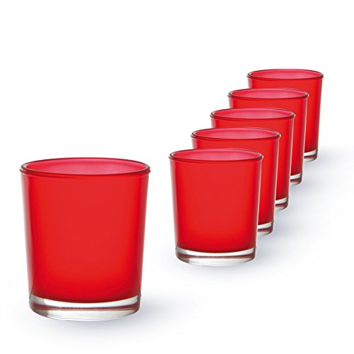 Wedestock Lot DE 6 Lumignons (h) 6,5X(d) 6cm Rouge givré (Pulvérisé intérieur) Cover