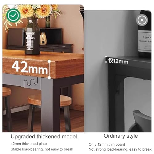 Mesa de bar alta de madera maciza, mesa de comedor estrecha con diseño empotrado para cocina, rincón de desayuno o balcón, muebles elegantes que ahorran espacio